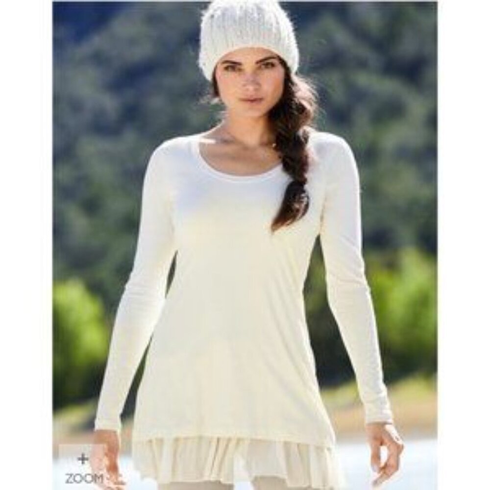 Peruvian Connection Cream Pima‎ Cotton Long Sleeve Top